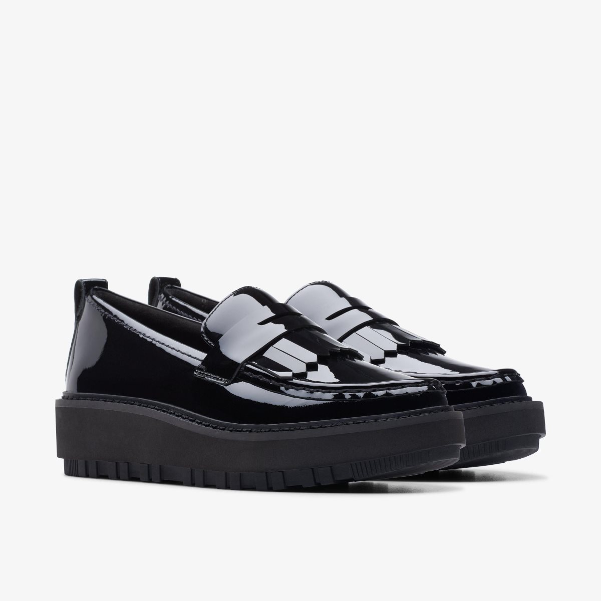 Clarks Orianna Loafer Black Patent Leather Kadın Platform Ayakkabı Siyah | 16824WSPK