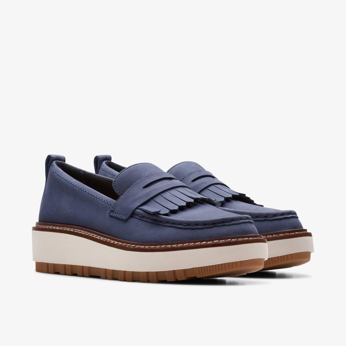 Clarks Orianna Loafer Navy Nubuck Kadın Platform Ayakkabı Lacivert | 92801OTWP