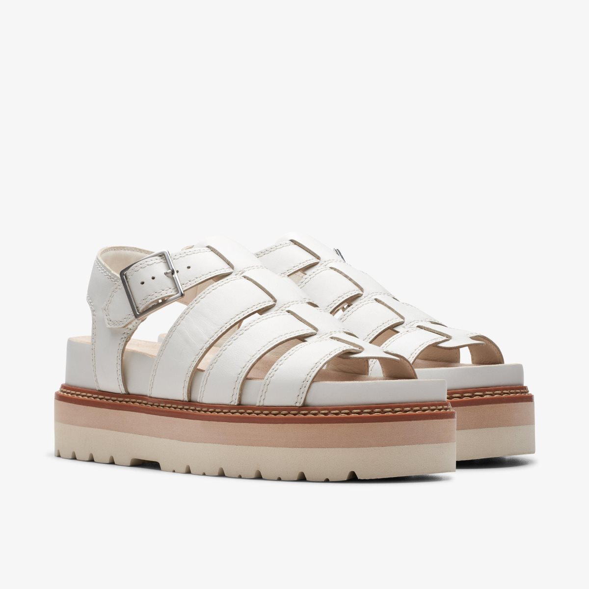 Clarks Orianna Twist Off White Leather Kadın Platform Ayakkabı Beyaz | 24518AJGB