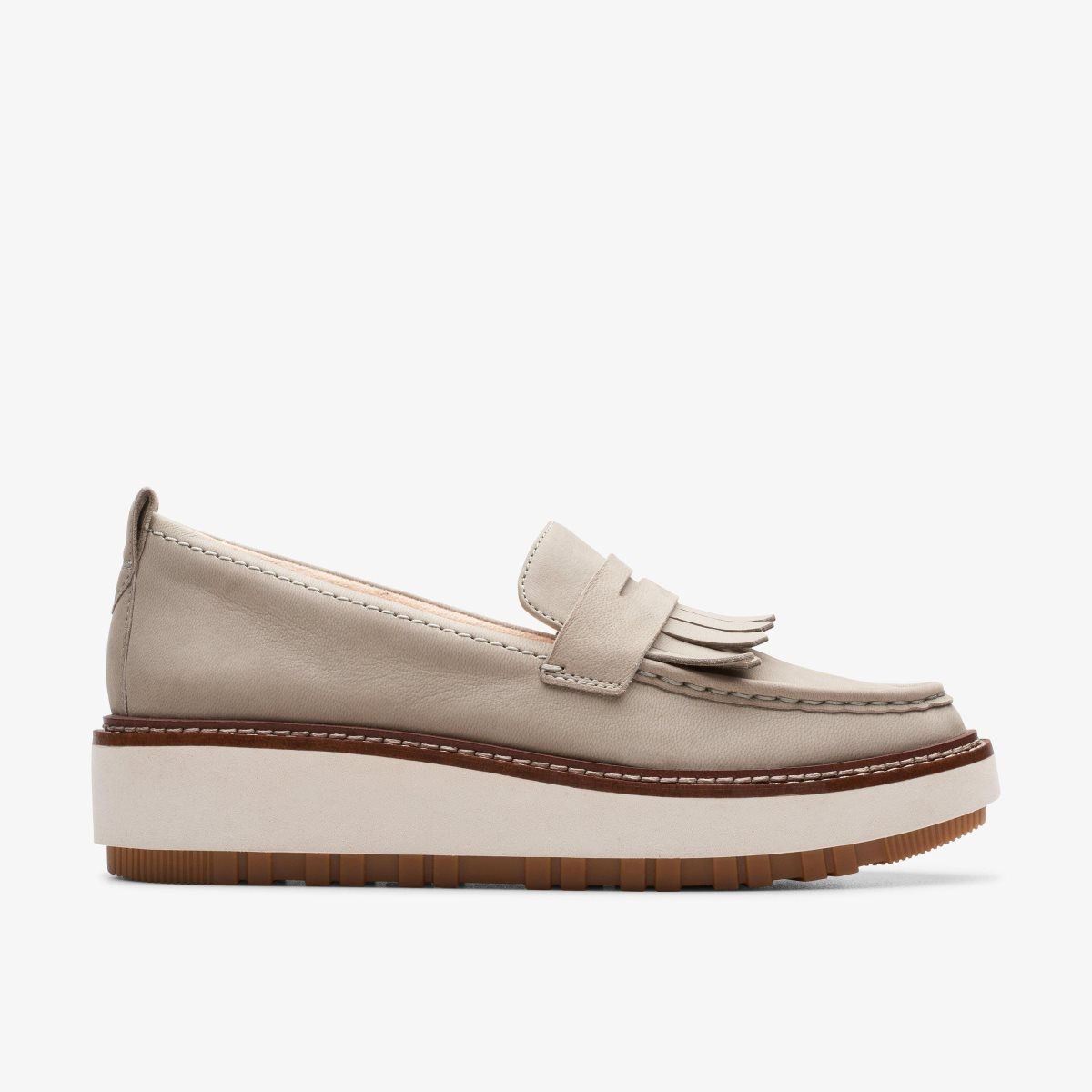 Clarks Orianna W Loafer Stone Nubuck Kadın Platform Ayakkabı Gri | 92308JALT