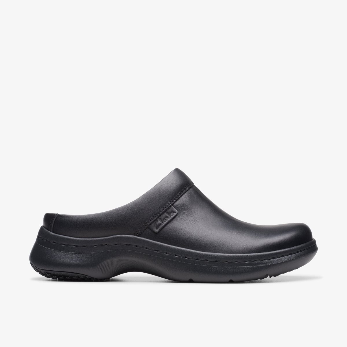 Clarks Pro Clog Black Leather Kadın Clog Terlik Siyah | 87192BGEN