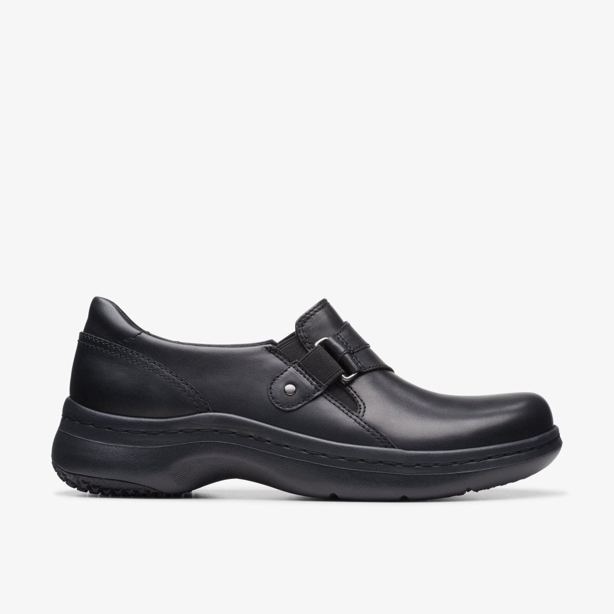 Clarks Pro Sky Black Leather Kadın Clog Terlik Siyah | 49183AFWB