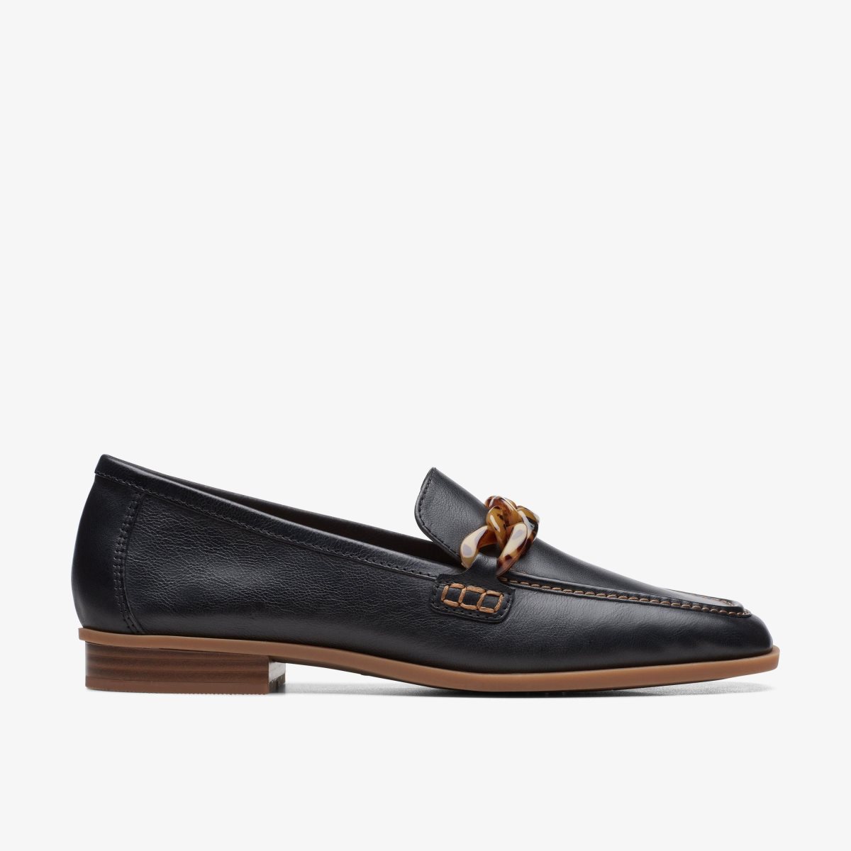 Clarks Sarafyna Iris Black Leather Kadın Makosen Ayakkabı Siyah | 97230EHGR