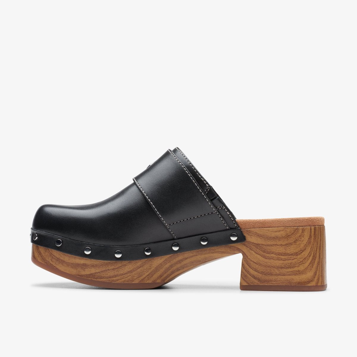 Clarks Sivanne Sun Black Leather Kadın Clog Terlik Siyah | 45976TOKM