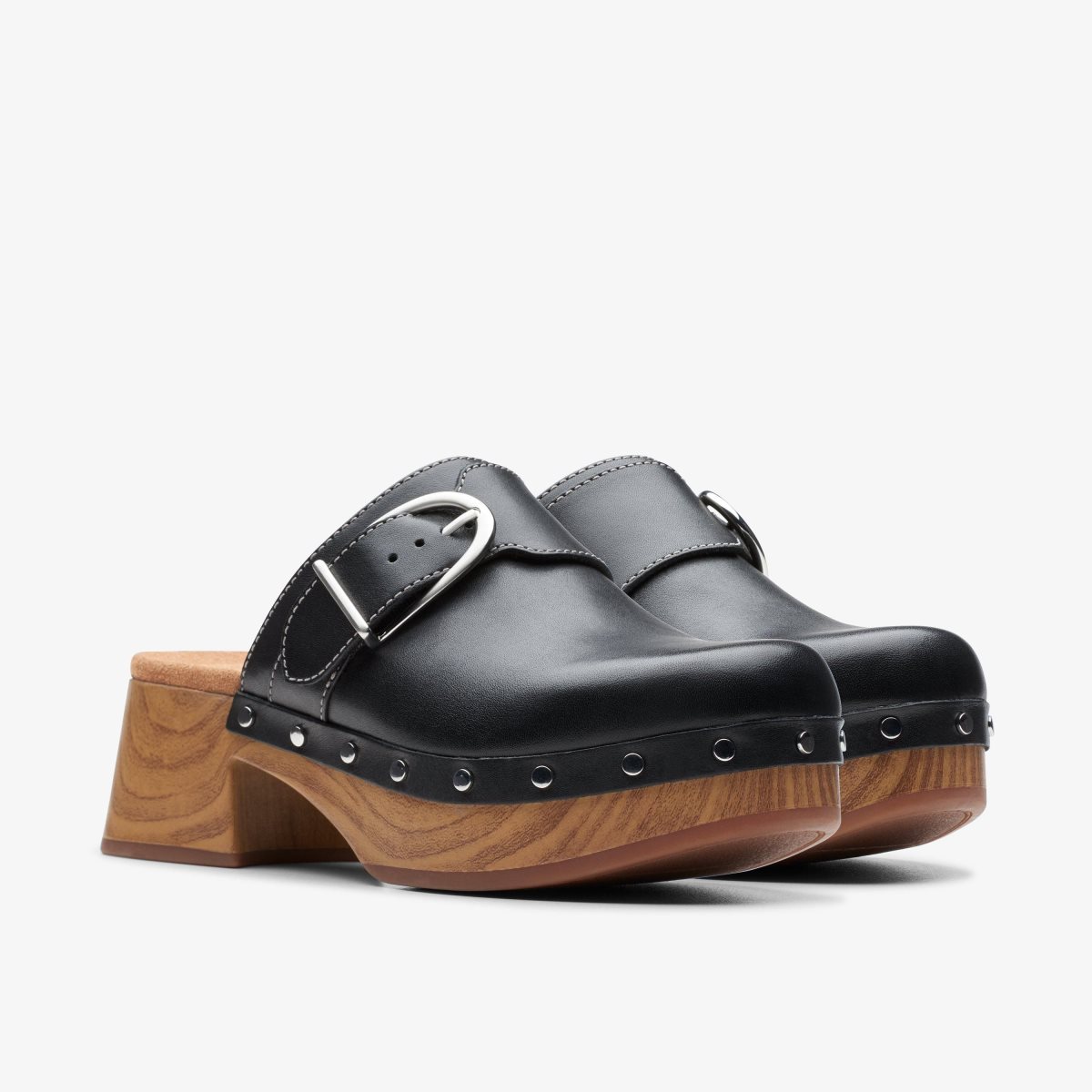 Clarks Sivanne Sun Black Leather Kadın Clog Terlik Siyah | 45976TOKM