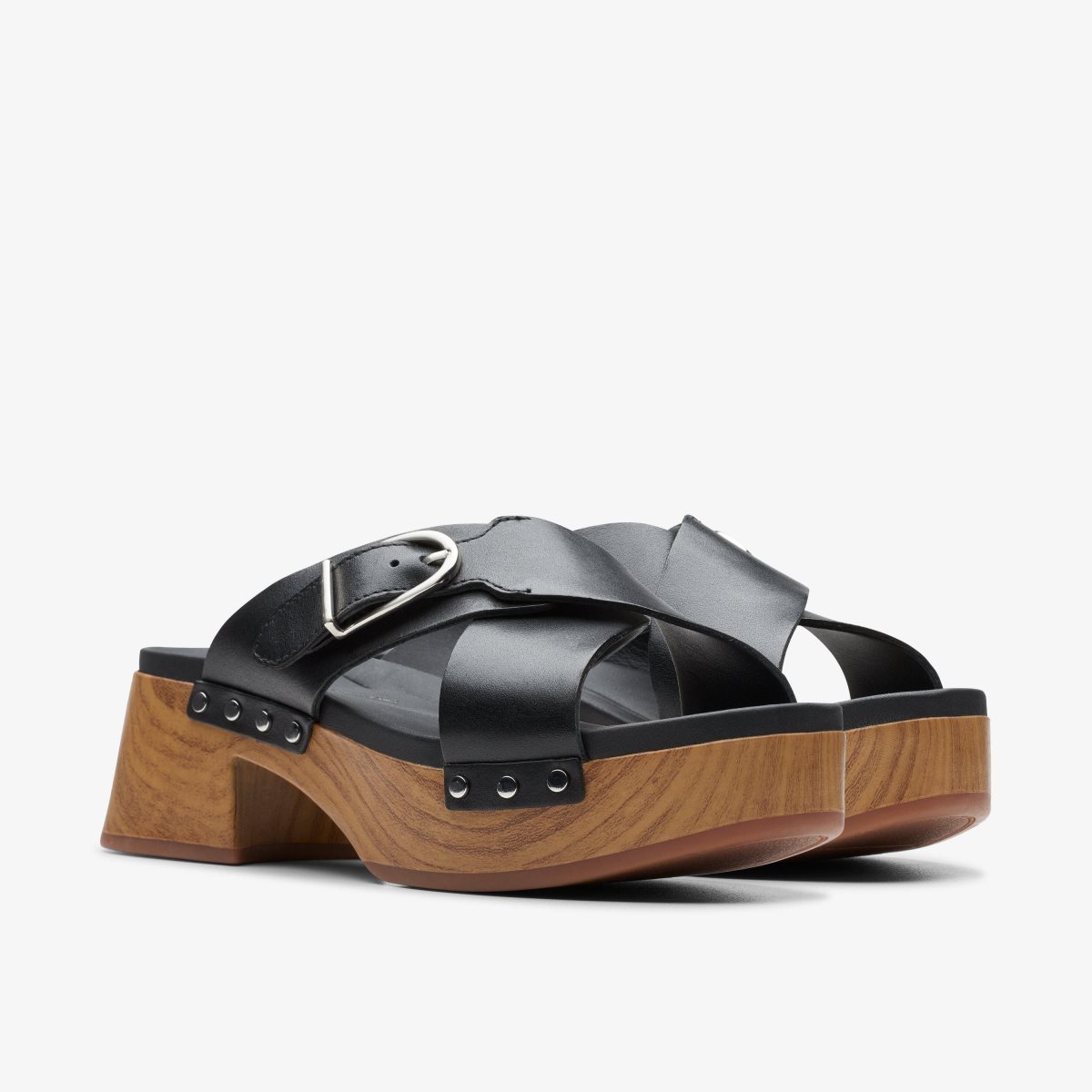 Clarks Sivanne Walk Black Leather Kadın Clog Terlik Siyah | 41358PXAV