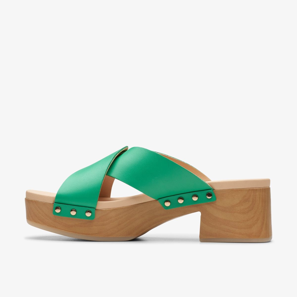 Clarks Sivanne Walk Green Leather Kadın Clog Terlik Yeşil | 21943YIEH