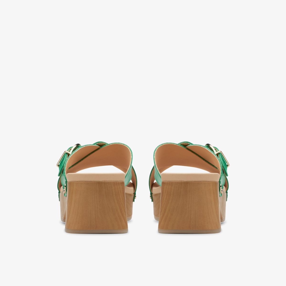 Clarks Sivanne Walk Green Leather Kadın Clog Terlik Yeşil | 21943YIEH