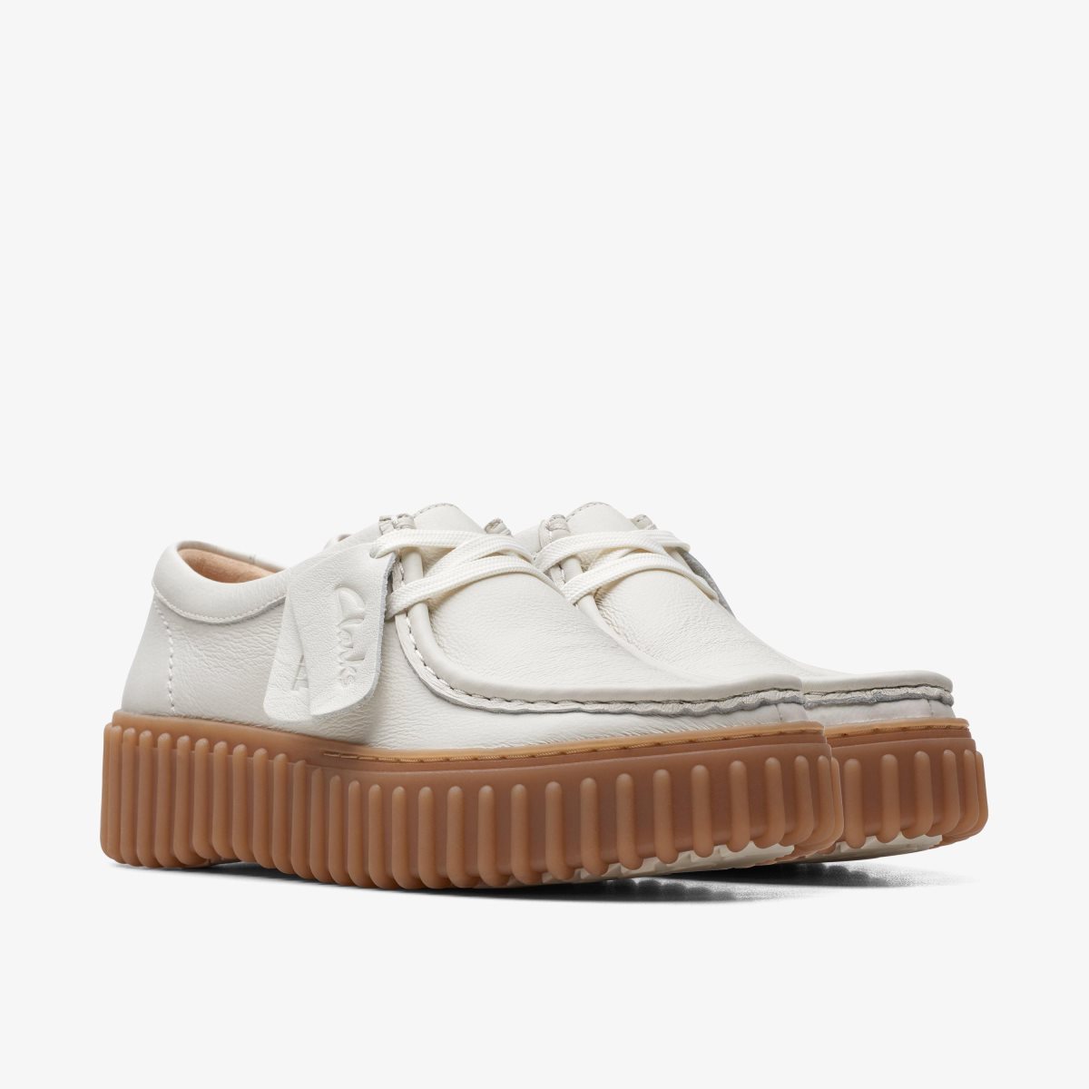 Clarks Torhill Bee Off White Leather Kadın Platform Ayakkabı Beyaz | 84320TFRC