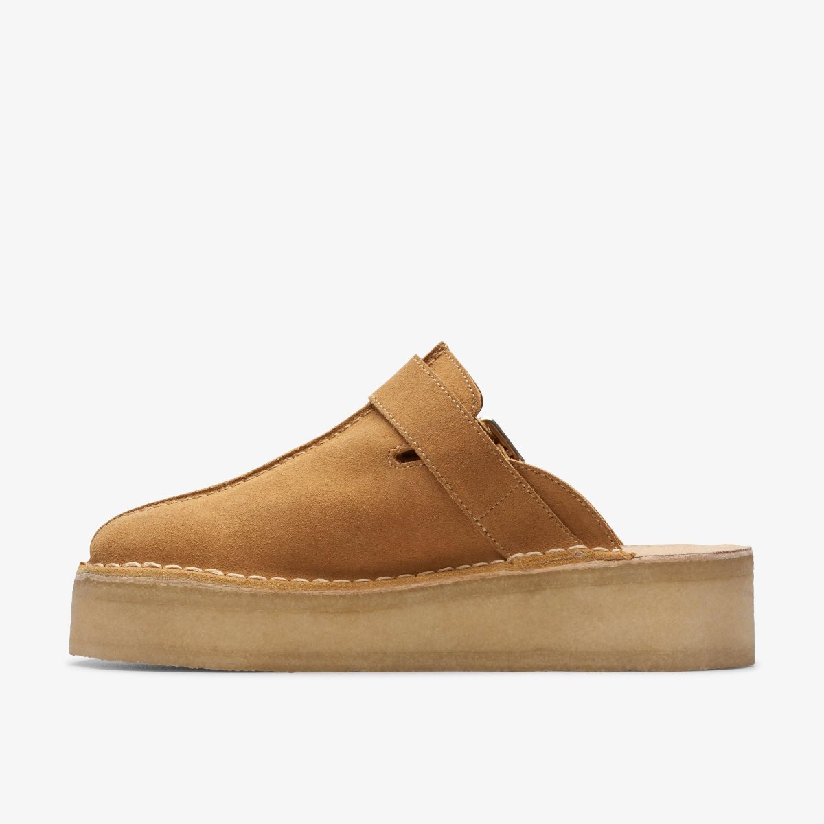 Clarks Trek Wedge Mule Mid Tan Suede Kadın Clog Terlik Kahverengi | 82793HRFK