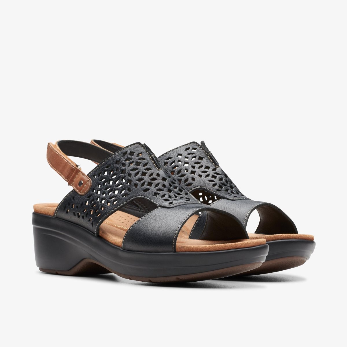 Clarks Tuleah Sun Black Leather Kadın Sandalet Siyah | 25807XAHN