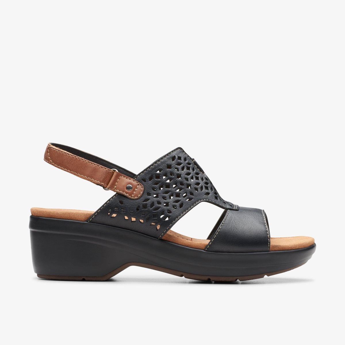 Clarks Tuleah Sun Black Leather Kadın Sandalet Siyah | 25807XAHN