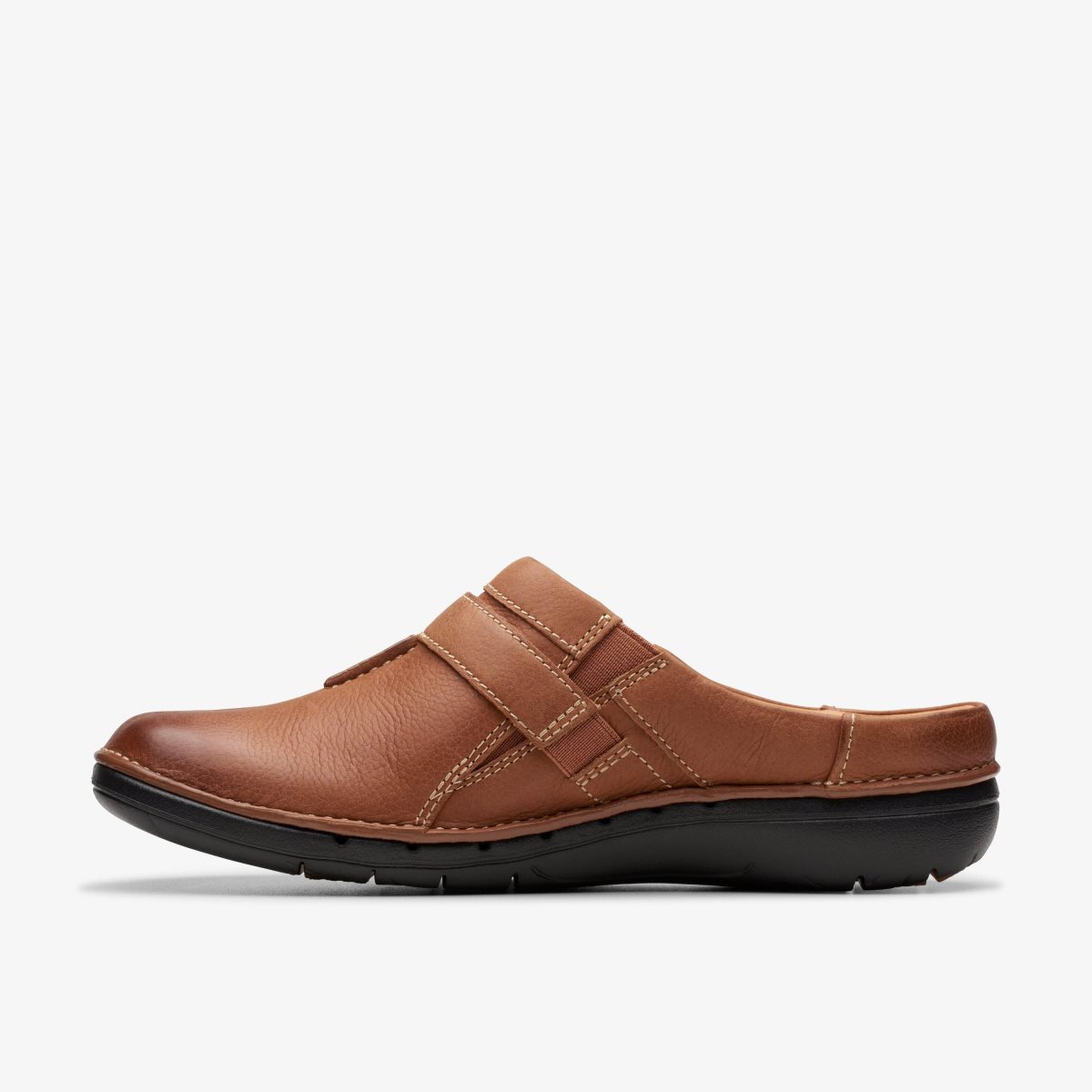 Clarks Un Loop Ease Dark Tan Leather Kadın Clog Terlik Koyu Kahverengi | 28640HQZV