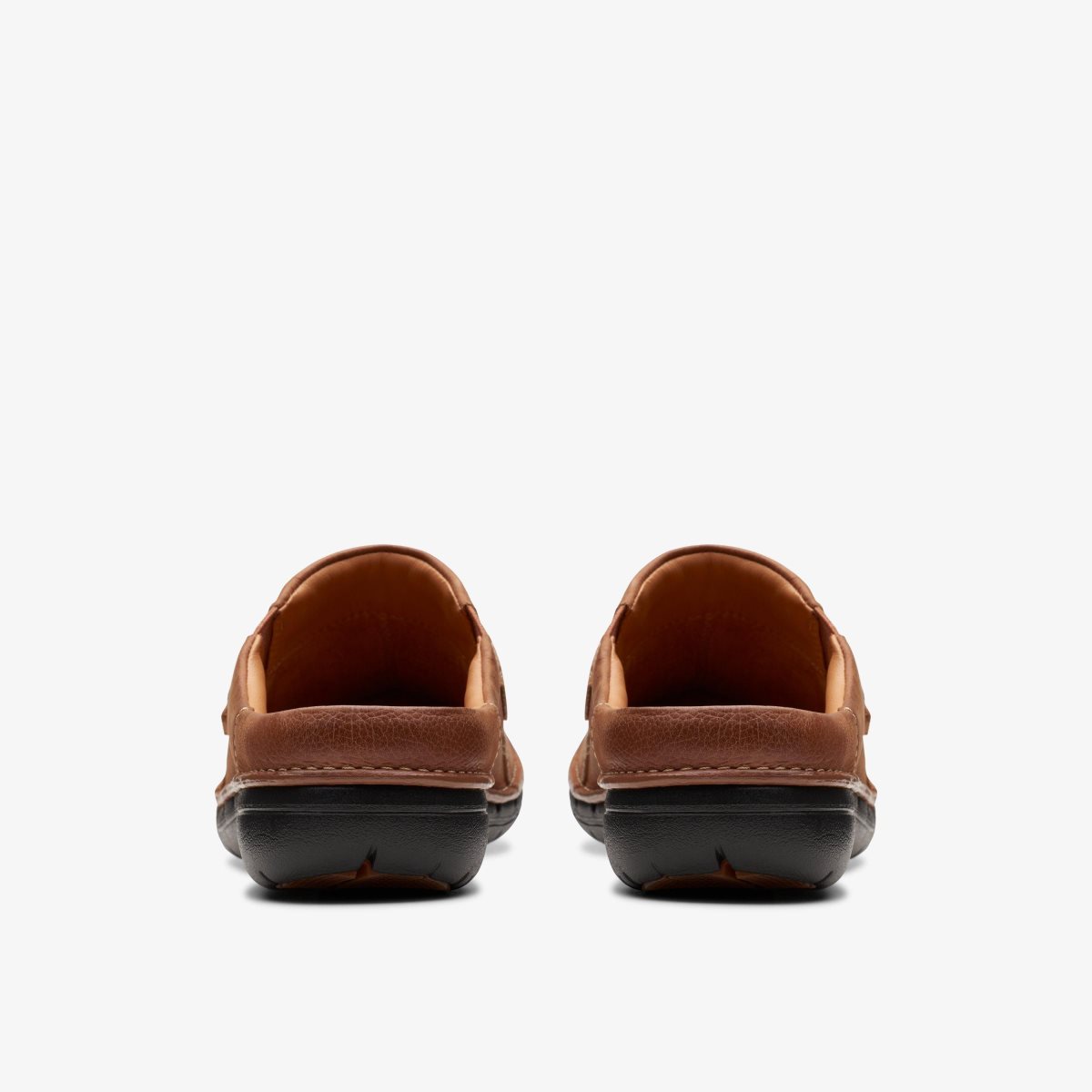 Clarks Un Loop Ease Dark Tan Leather Kadın Clog Terlik Koyu Kahverengi | 28640HQZV