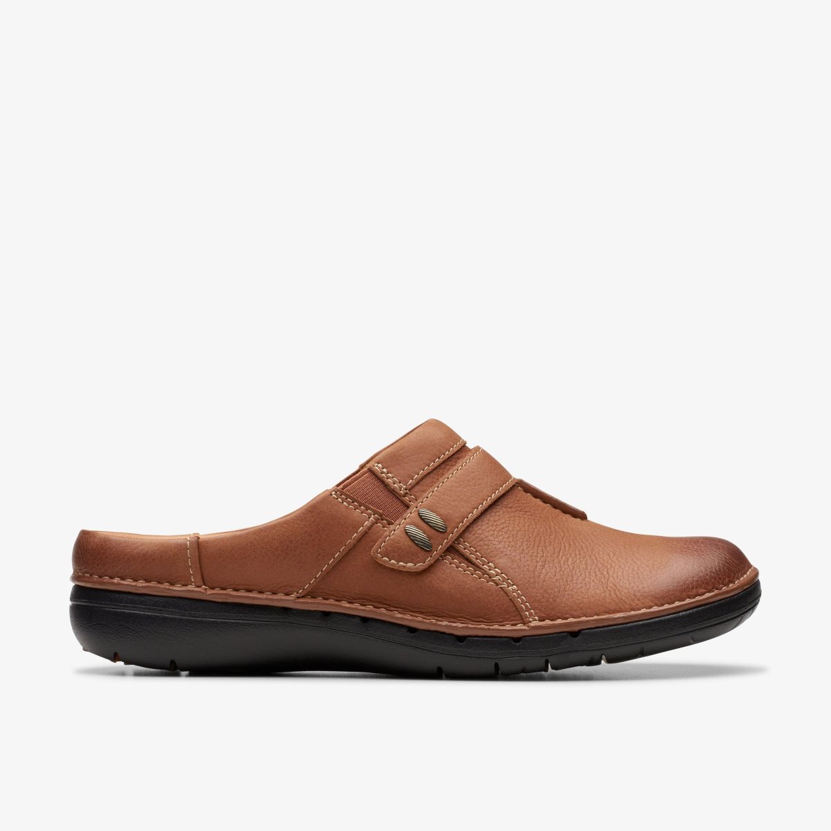 Clarks Un Loop Ease Dark Tan Leather Kadın Clog Terlik Koyu Kahverengi | 28640HQZV