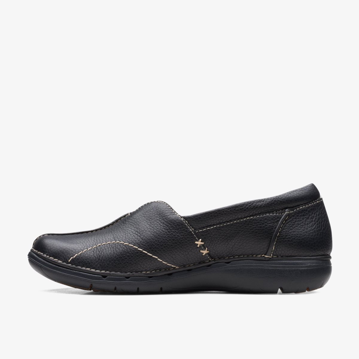 Clarks Un Loop Stride Black Leather Kadın Clog Terlik Siyah | 76148HCVO