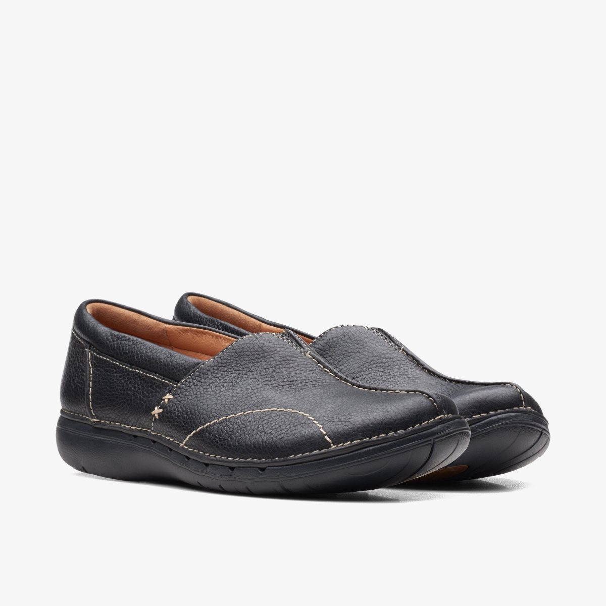 Clarks Un Loop Stride Black Leather Kadın Clog Terlik Siyah | 76148HCVO