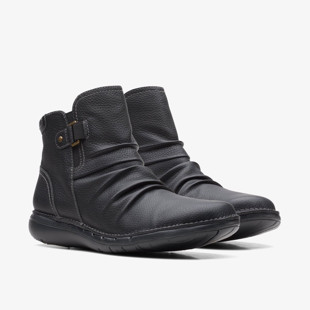 Clarks Un Loop Top Black Leather Kadın Bot Siyah | 75614KGJQ