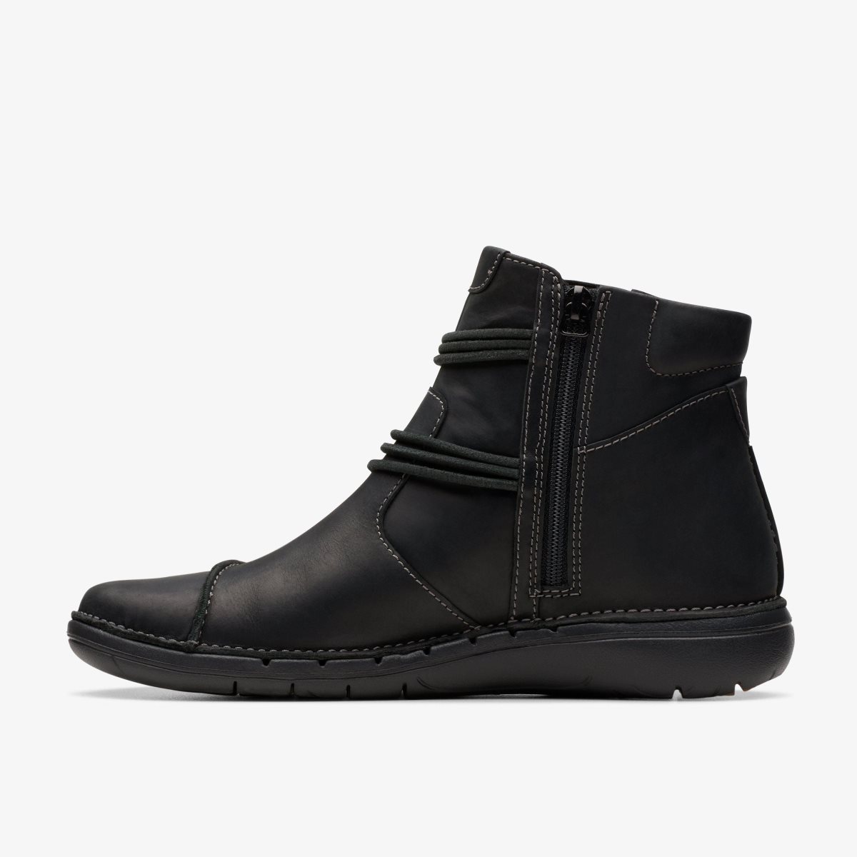 Clarks Un Loop Up Black Leather Kadın Bot Siyah | 72018ZSOQ