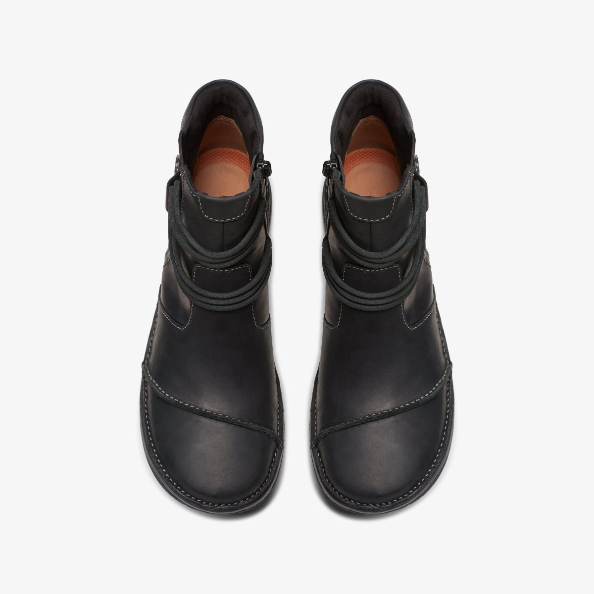 Clarks Un Loop Up Black Leather Kadın Bot Siyah | 72018ZSOQ