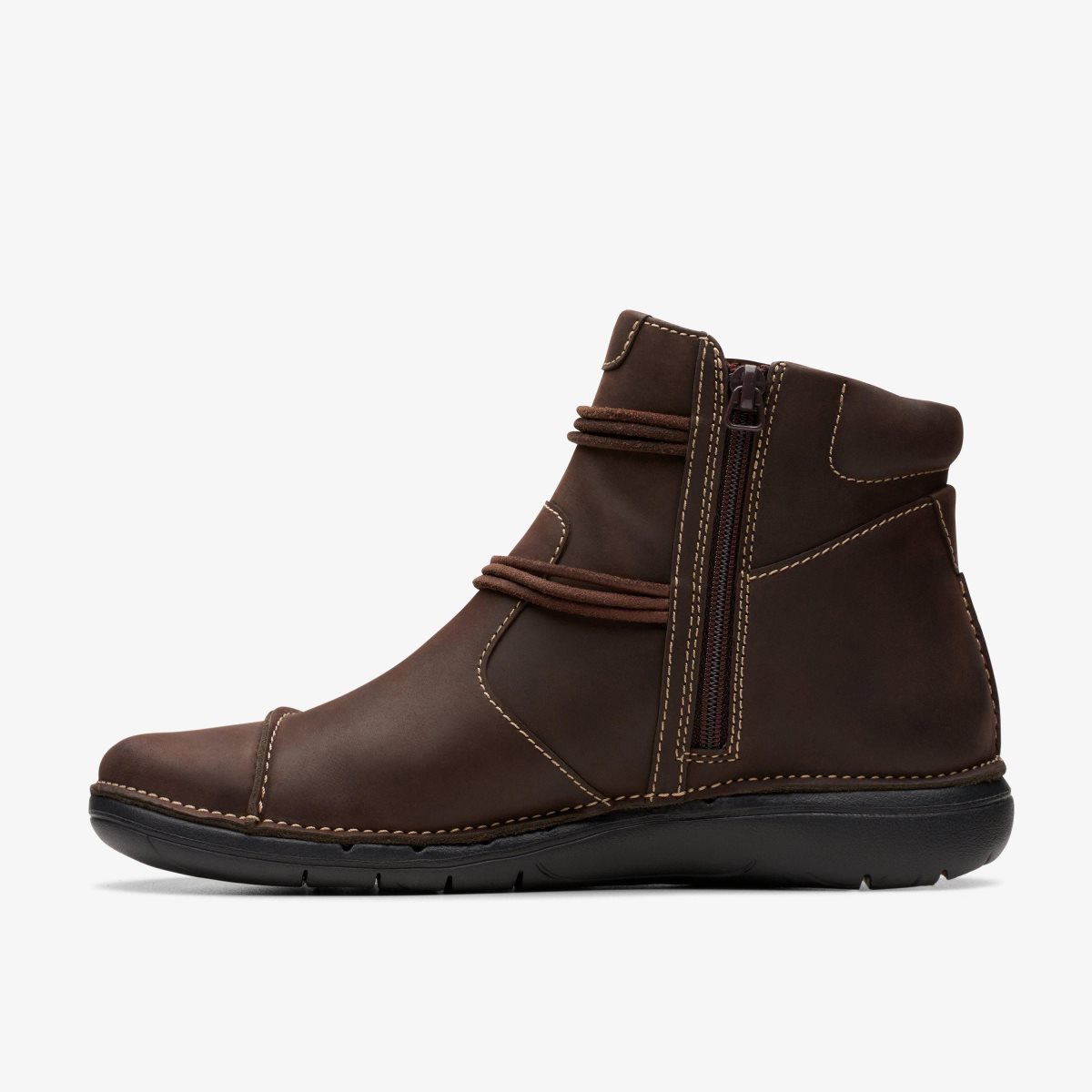 Clarks Un Loop Up Dark Brown Leather Kadın Bot Koyu Kahverengi | 03594DPYR