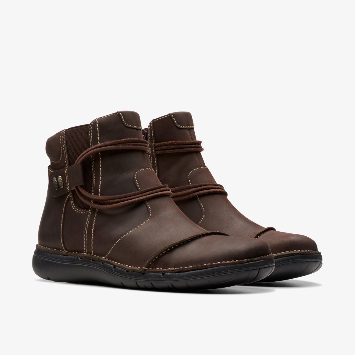 Clarks Un Loop Up Dark Brown Leather Kadın Bot Koyu Kahverengi | 03594DPYR