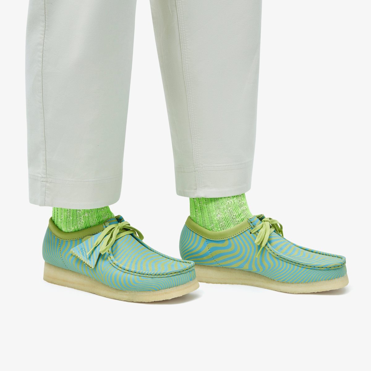 Clarks Wallabee Blue/Lime Print Erkek Wallabees Mavi Açık Yeşil | 42965DMXO