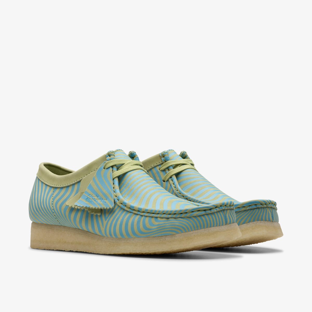 Clarks Wallabee Blue/Lime Print Erkek Wallabees Mavi Açık Yeşil | 42965DMXO