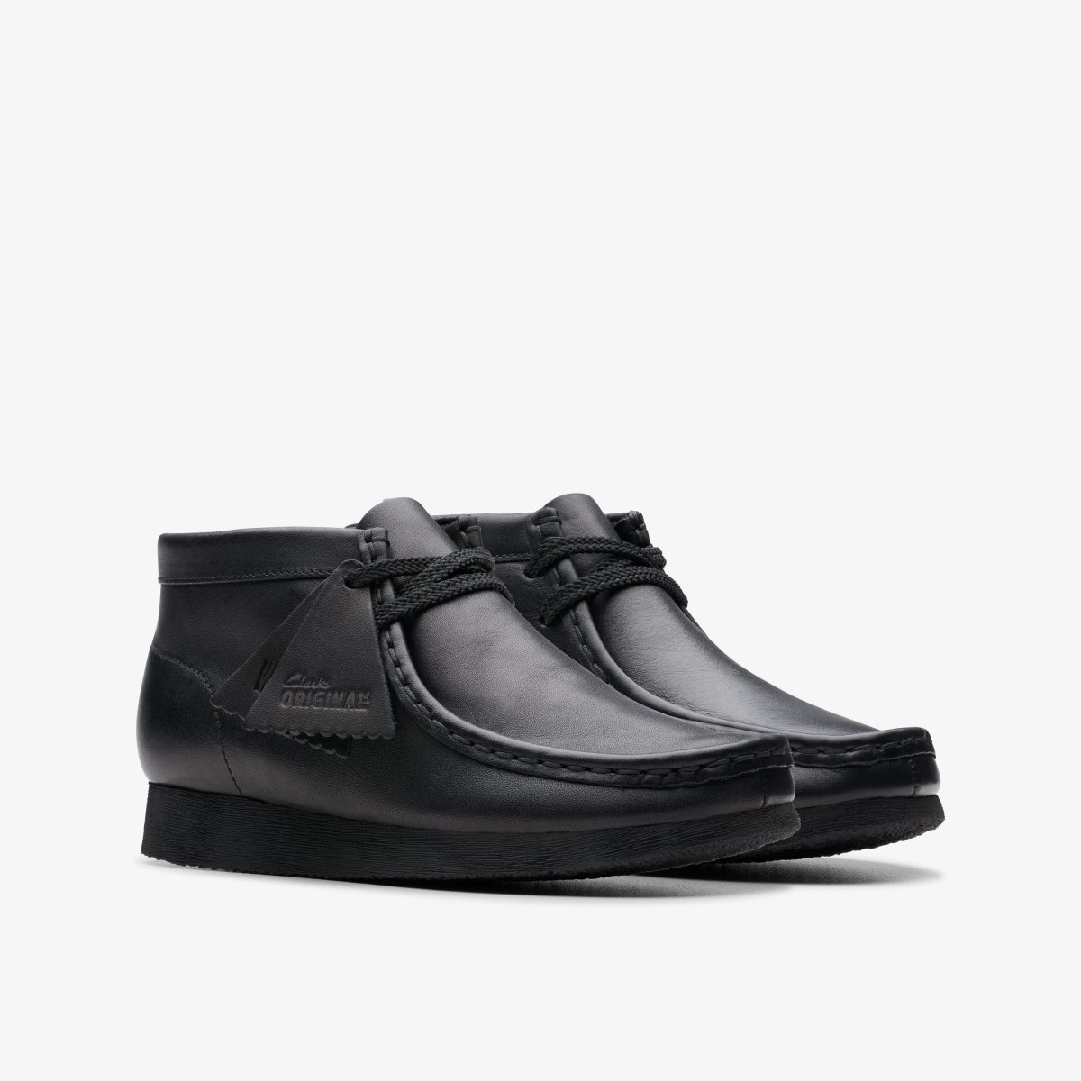 Clarks Wallabee Boot Older Black Leather Çocuk Orijinal Ayakkabı Siyah | 35261IPQX