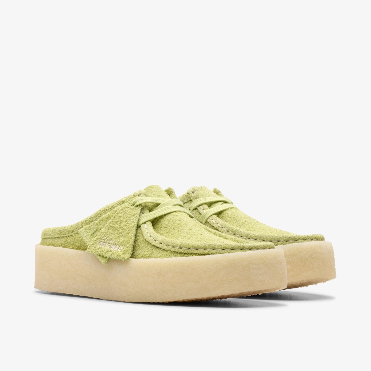 Clarks Wallabee Cup Lo Lime Hairy Suede Kadın Clog Terlik Açık Yeşil | 74150XVLH