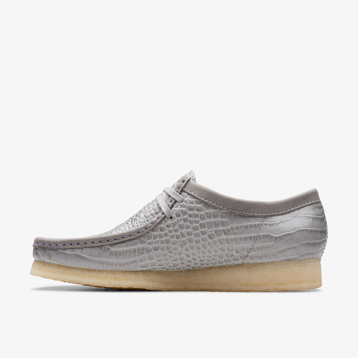 Clarks Wallabee Grey Crocodile Print Erkek Wallabees Gri | 82537VKMO