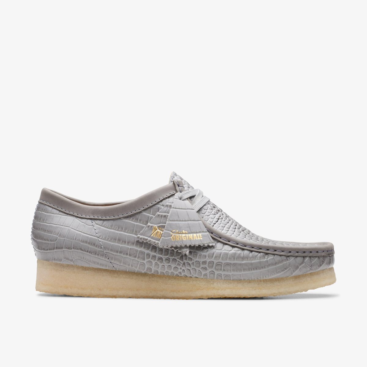 Clarks Wallabee Grey Crocodile Print Erkek Wallabees Gri | 82537VKMO