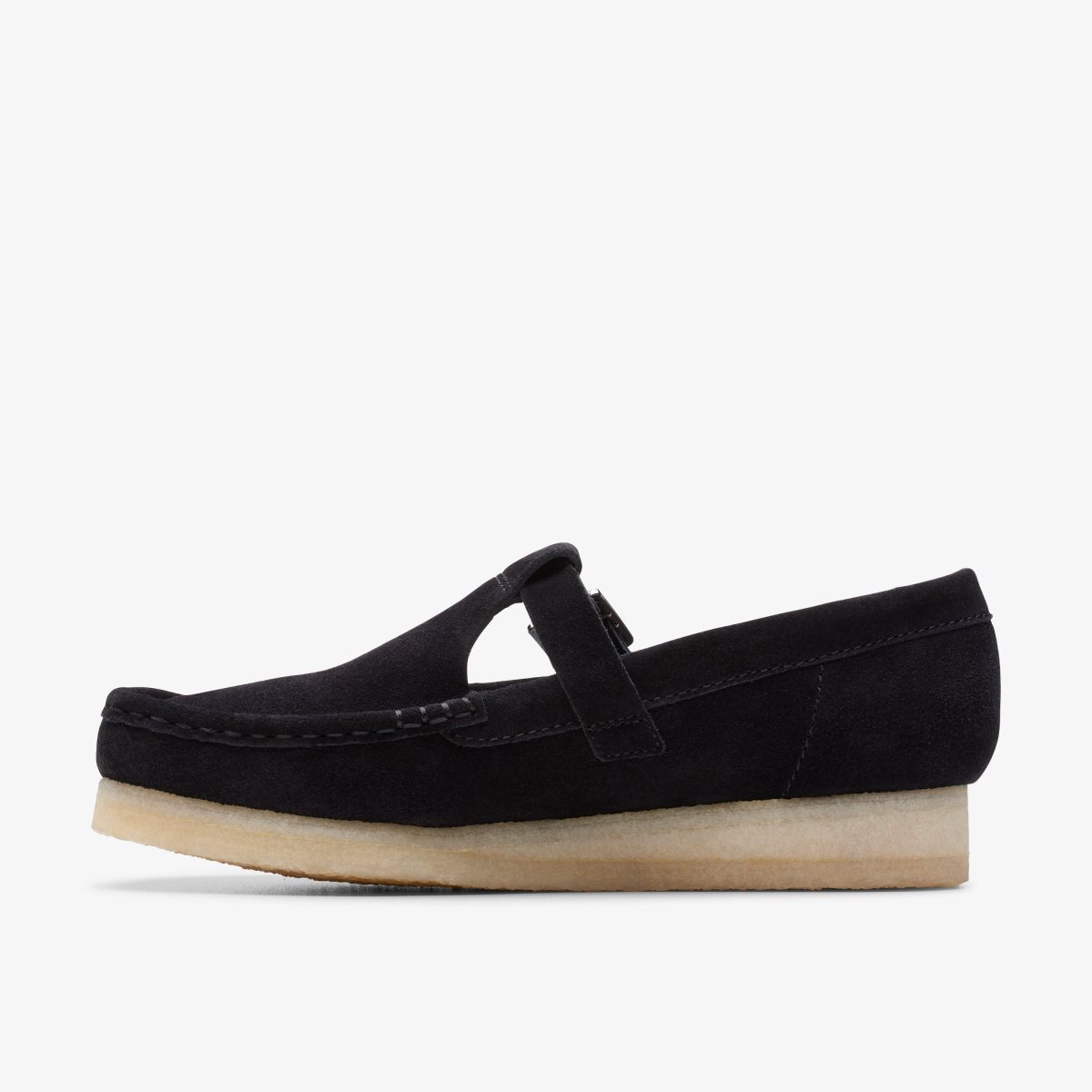 Clarks Wallabee T-Bar Black Suede Kadın Makosen Ayakkabı Siyah | 65097NKAJ