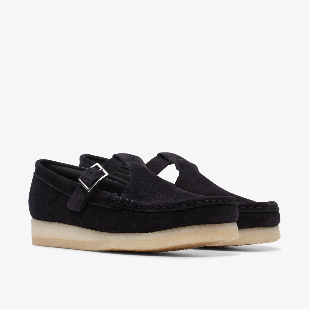 Clarks Wallabee T-Bar Black Suede Kadın Makosen Ayakkabı Siyah | 65097NKAJ